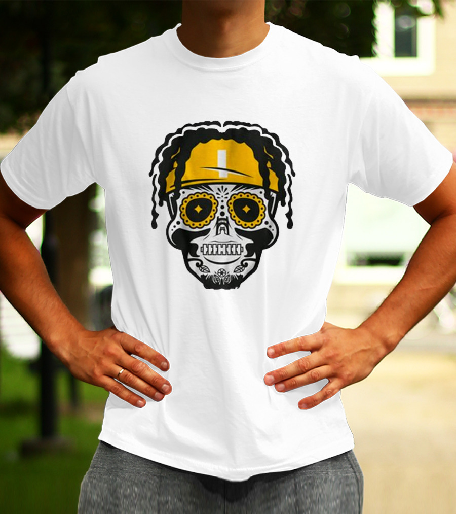Justin Fields Pittsburgh Football Sugar Skull T-Shirt