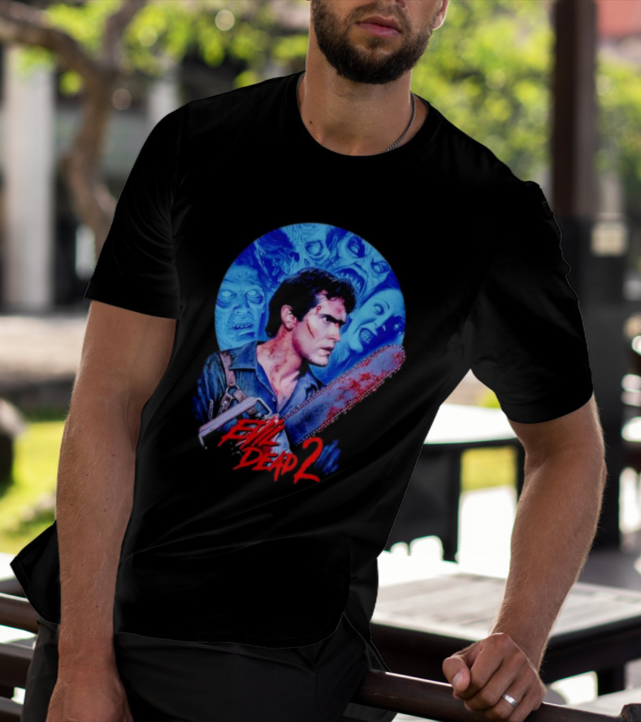 Evil Dead 2 Main Character Chainsaw Fight With Zombies T-Shirt