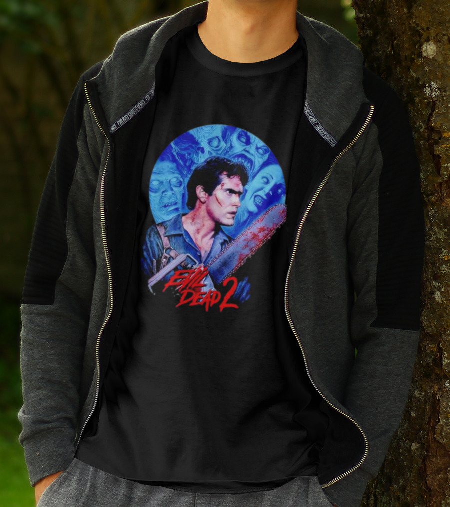 Evil Dead 2 Main Character Chainsaw Fight With Zombies T-Shirt