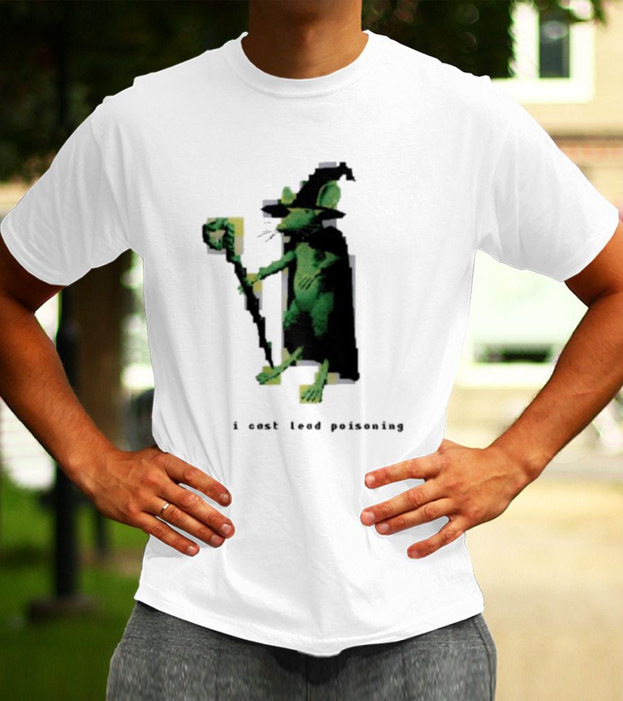 I Cast Lead Poisoning Green Pixel Art Wizard Mouse T-Shirt