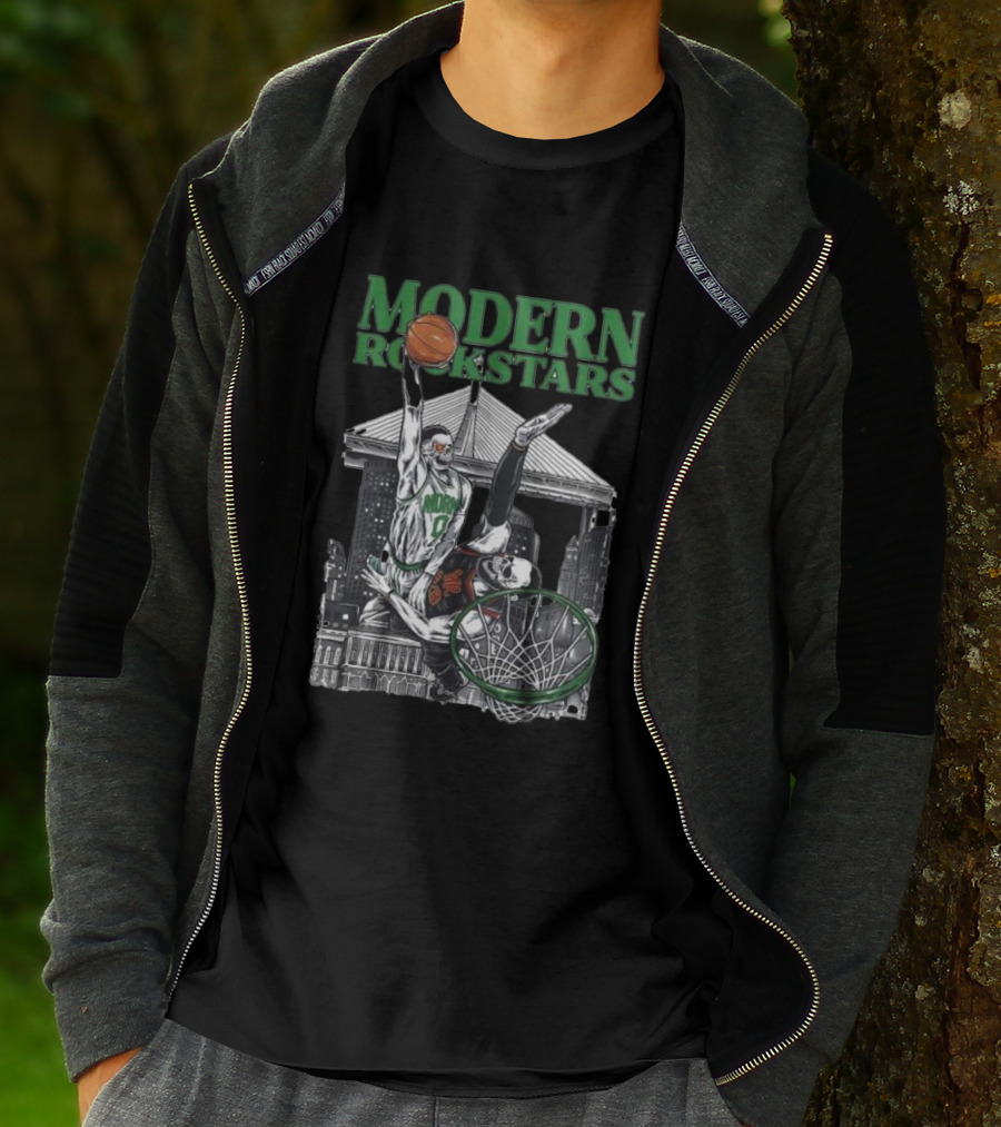 Modern Rockstars Basketball Dunk Skyline Bridge T-Shirt