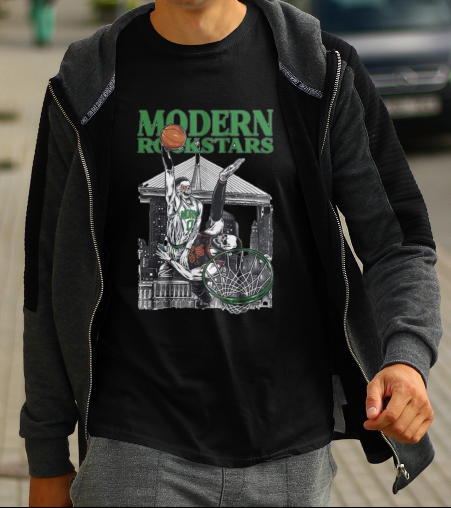 Modern Rockstars Basketball Dunk Skyline Bridge T-Shirt