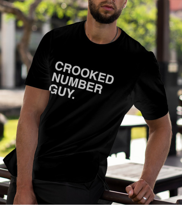 Crooked Number Guy Bold Text Minimalist T-Shirt
