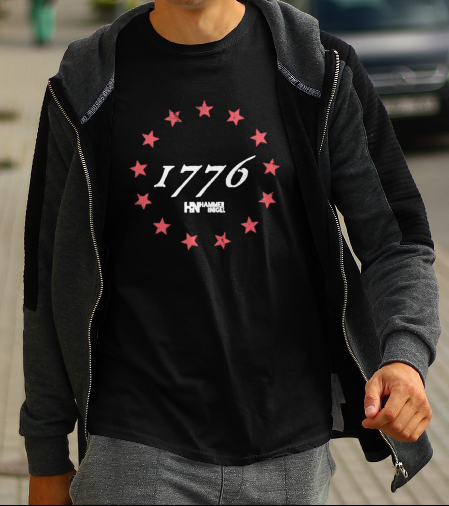 Hammer And Nigel 1776 Red Stars Circle Motif T-Shirt