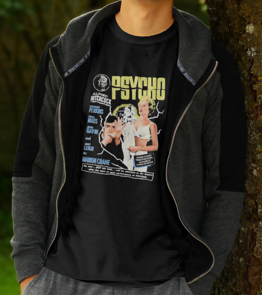 Alfred Hitchcock's Psycho Anthony Perkins Vera Miles John Gavin Janet Leigh As Marion Crane Theatre Admission Warning T-Shirt