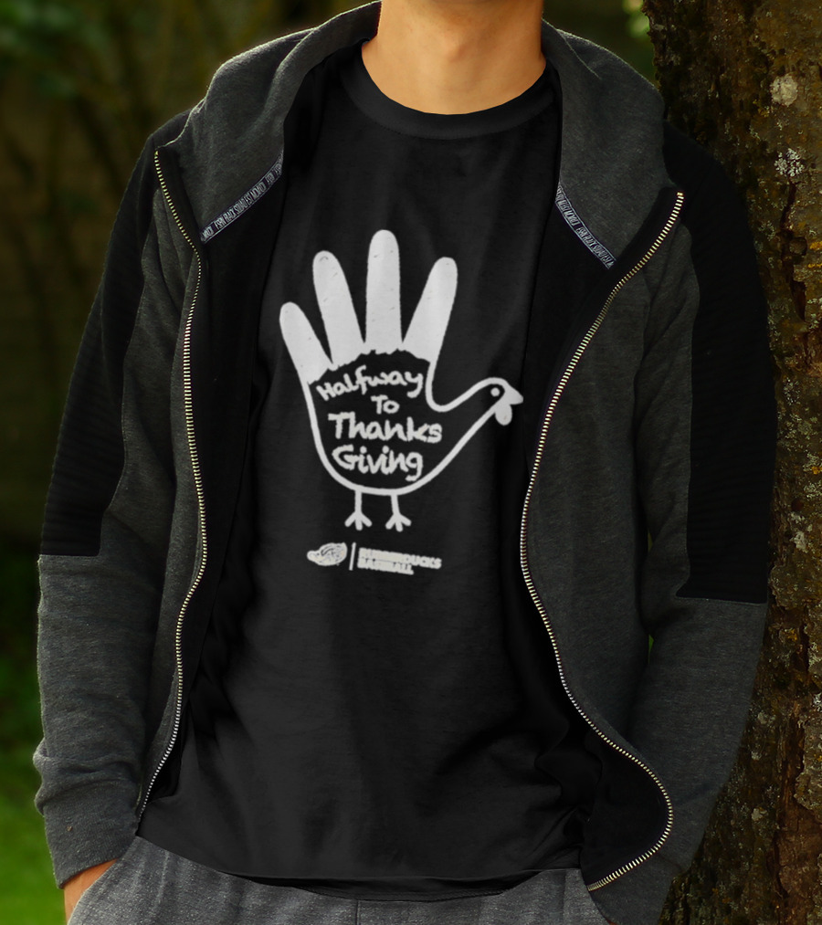 Rubberducks Halfway To Thanksgiving Hand Turkey T-Shirt