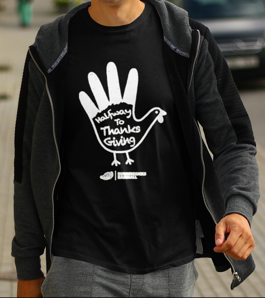 Rubberducks Halfway To Thanksgiving Hand Turkey T-Shirt