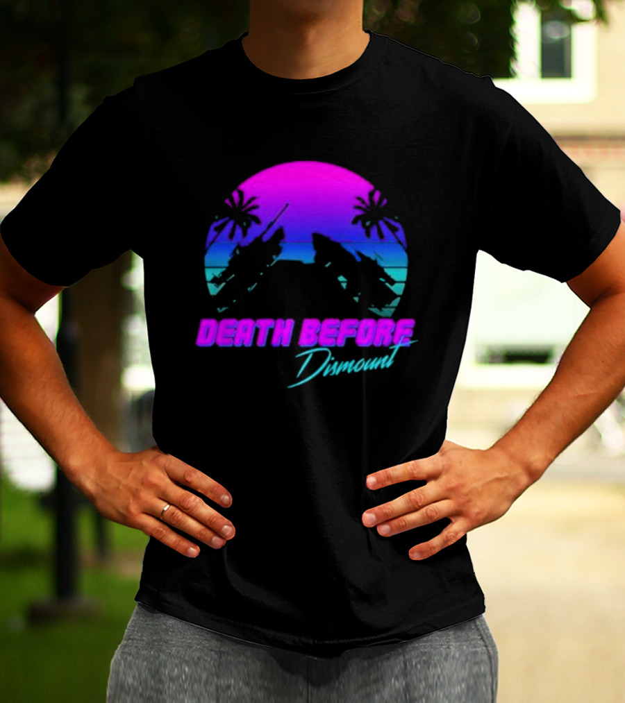 Tactically Jaded Death Before Dismount Retro Sunset Palms Rocket T-Shirt