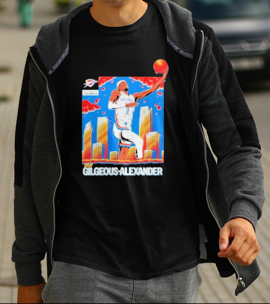 Thunder Basketball Hero Gilgeous-Alexander Skyline Dunk T-Shirt
