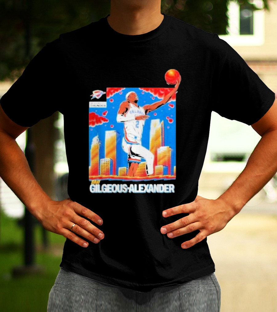 Thunder Basketball Hero Gilgeous-Alexander Skyline Dunk T-Shirt