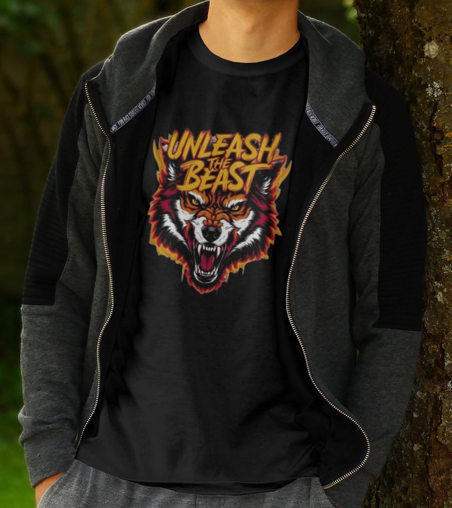 Unleash The Beast Wolf Head Fire T-Shirt