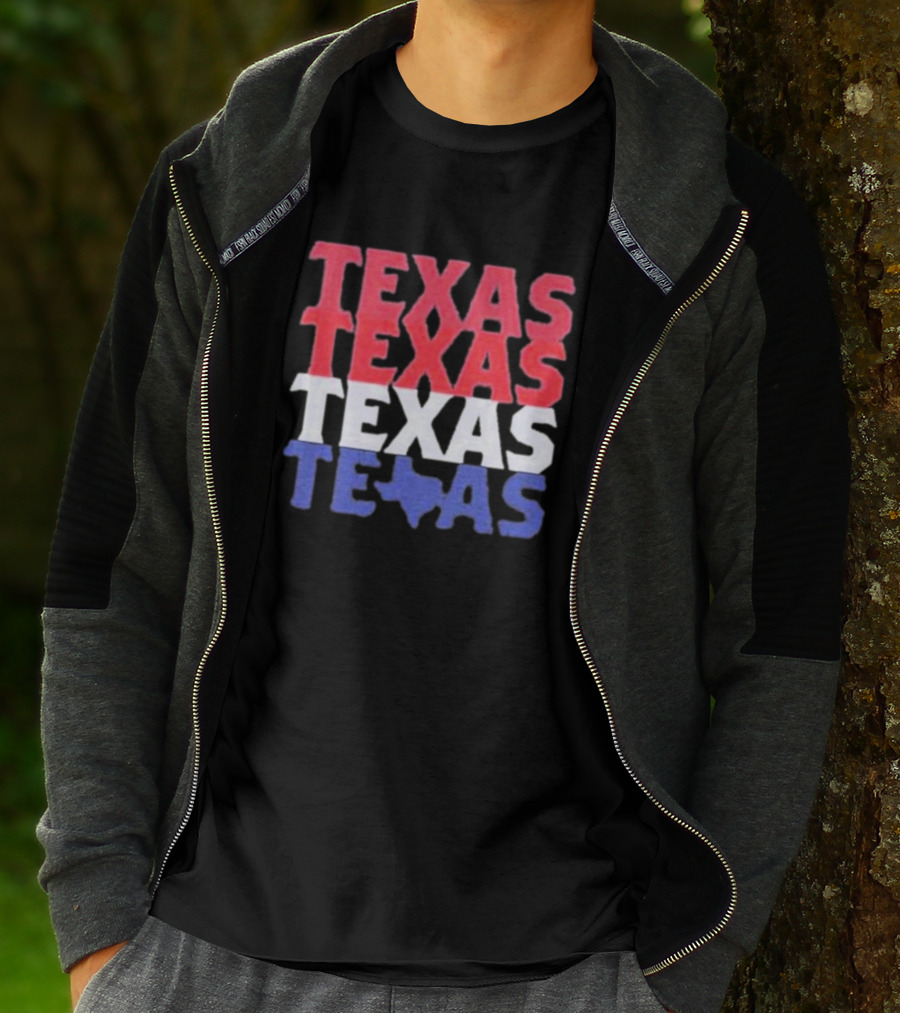 Texas Texas Texas Texas Map Red White Blue T-Shirt
