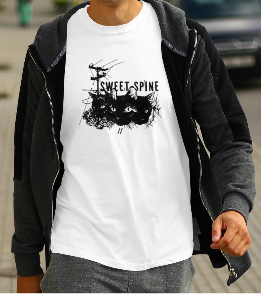 Sweet Spine 3 Headed Cat Dark T-Shirt