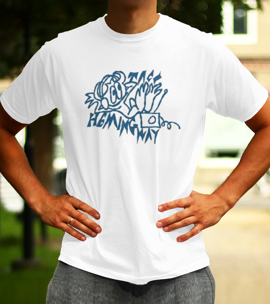 Taco Hemingway Blue Sketch Art With Music And Text Elements T-Shirt