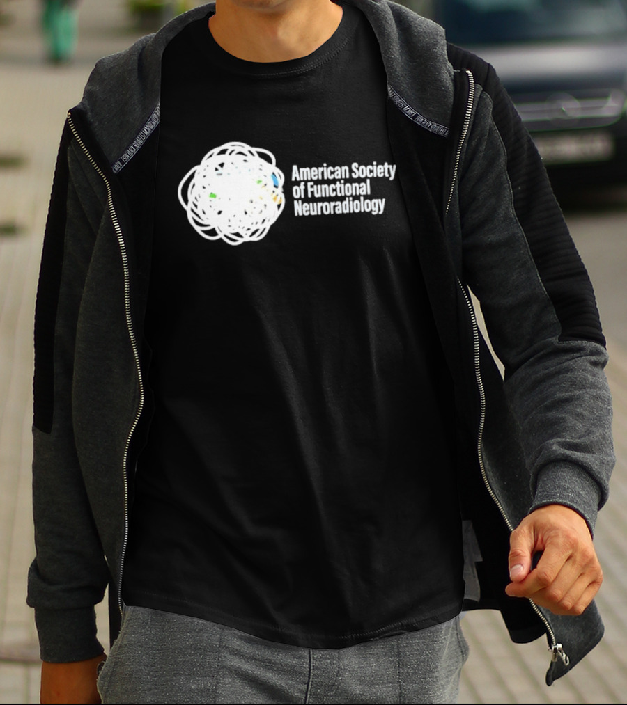 American Society Of Functional Neuroradiology Logo With Abstract Brain T-Shirt