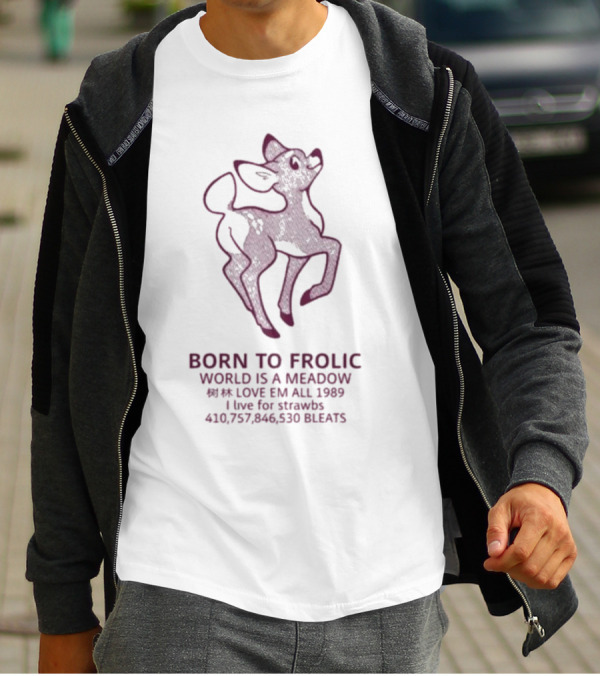 BORN TO FROLIC WORLD IS A MEADOW LOVE EM ALL 1989 STRAWBS BLEATS T-Shirt