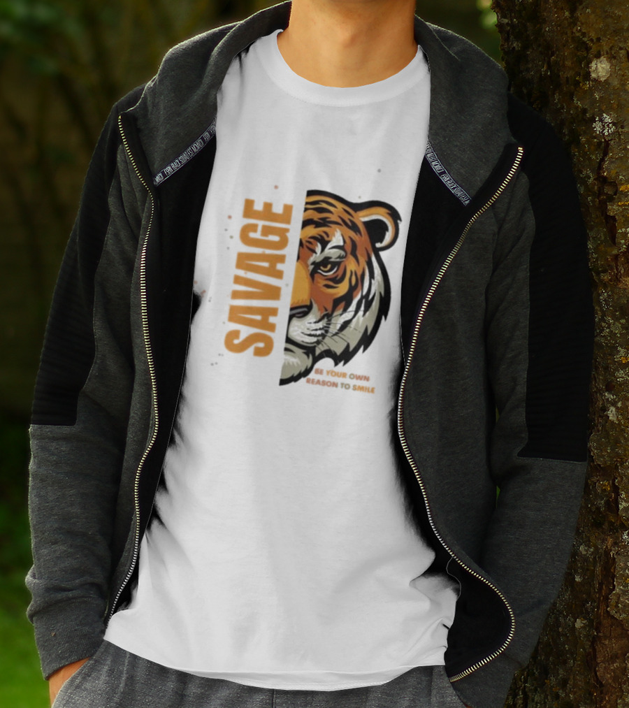 Savage Be Your Own Reason To Smile Tiger Face T-Shirt