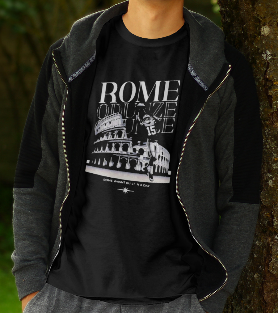 Rome Odunze Football Player Rome Wasn't Built In A Day Colosseum T-Shirt