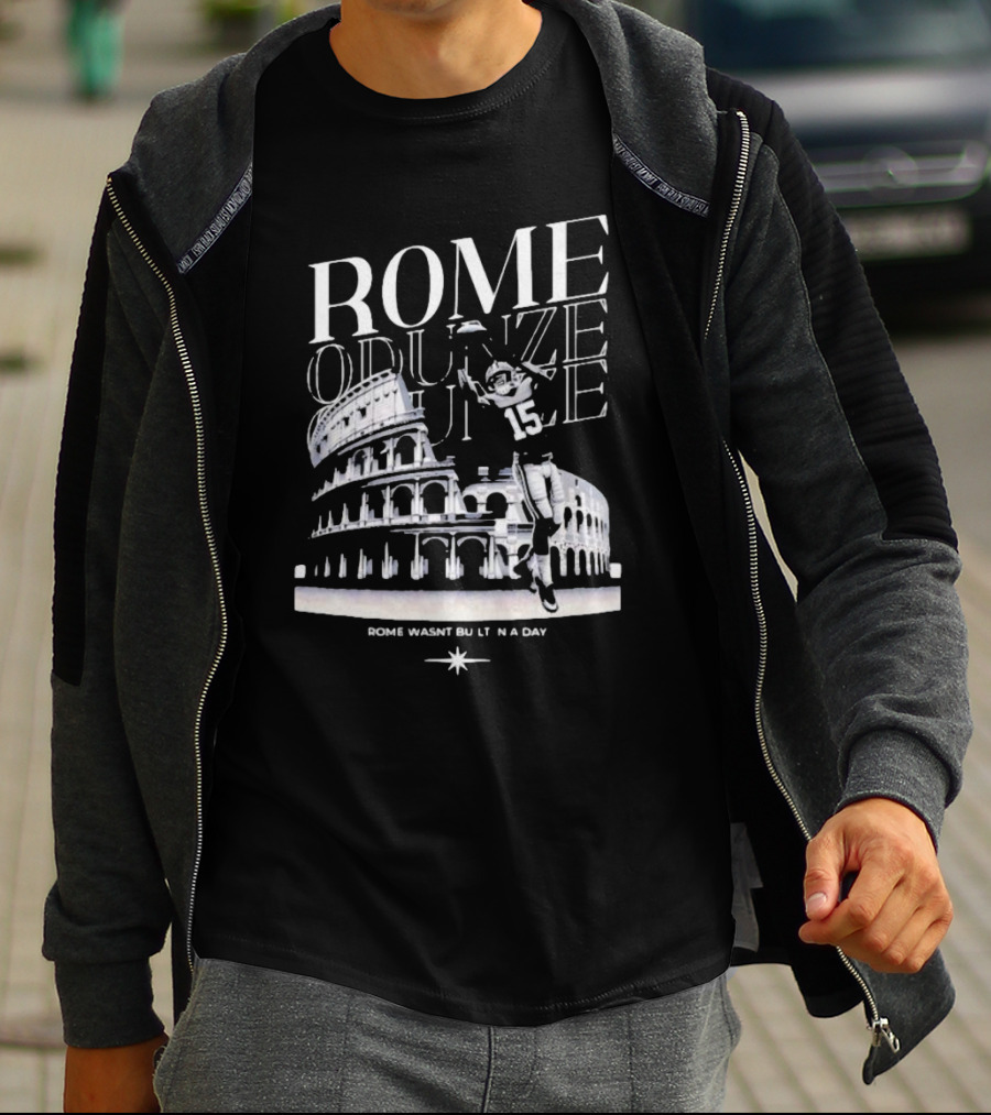 Rome Odunze Football Player Rome Wasn't Built In A Day Colosseum T-Shirt