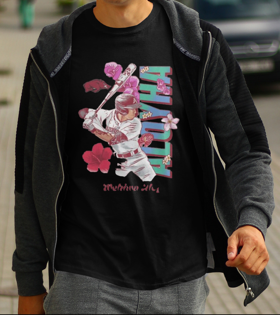 Wehiwa Aloyha Aloy Arkansas Baseball Flowers T-Shirt