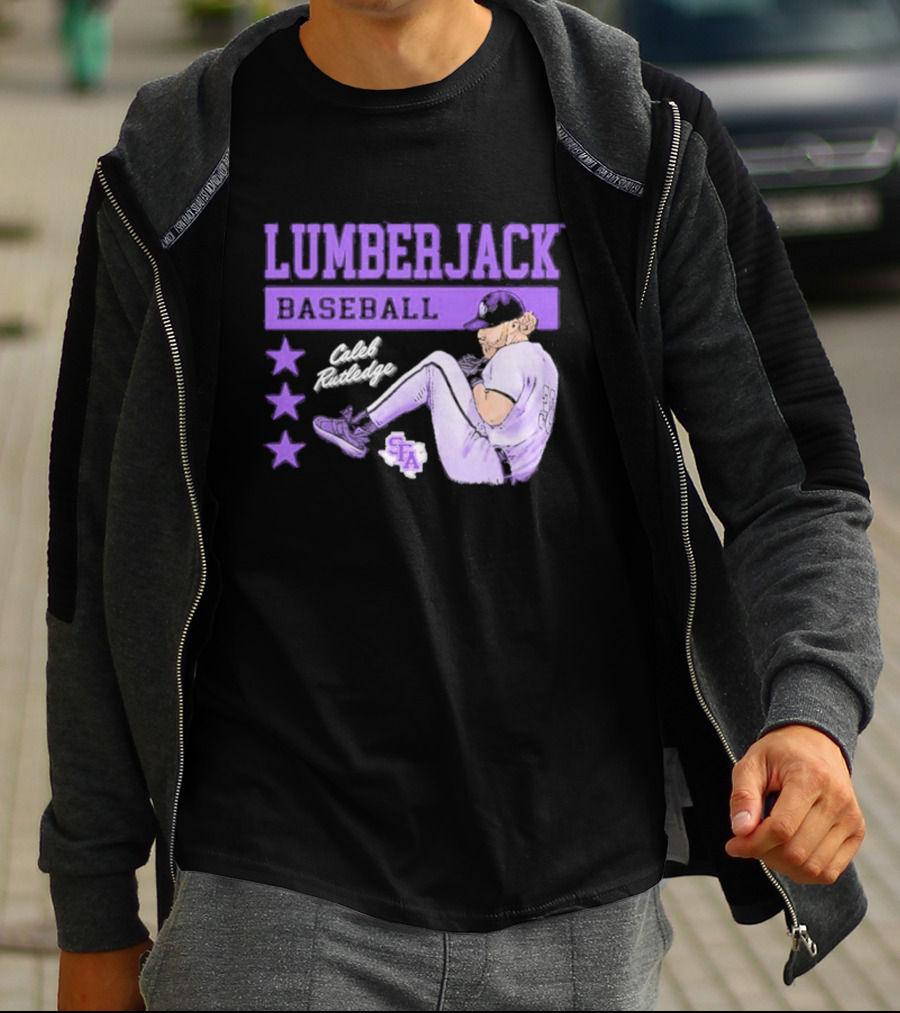 Lumberjack Baseball Caleb Rutledge SFA Cartoon T-Shirt