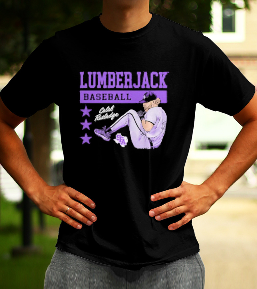 Lumberjack Baseball Caleb Rutledge SFA Cartoon T-Shirt