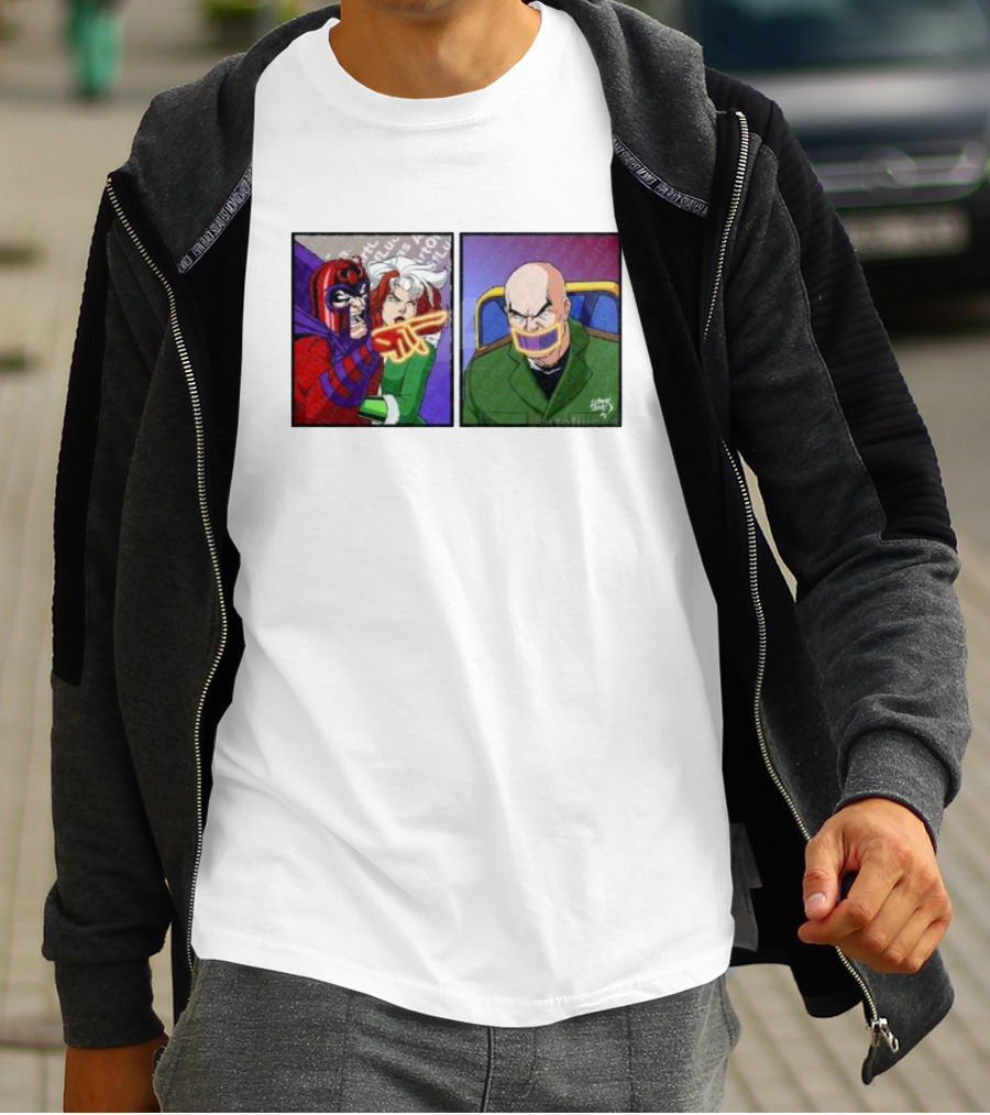 Magneto And Xavier Meme Panel With Pointing Gesture T-Shirt