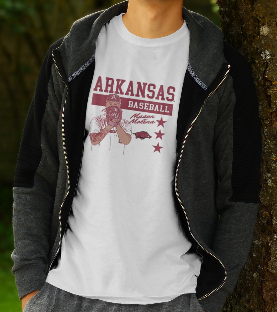 Arkansas Baseball Mason Molina Signature Pig Stars T-Shirt