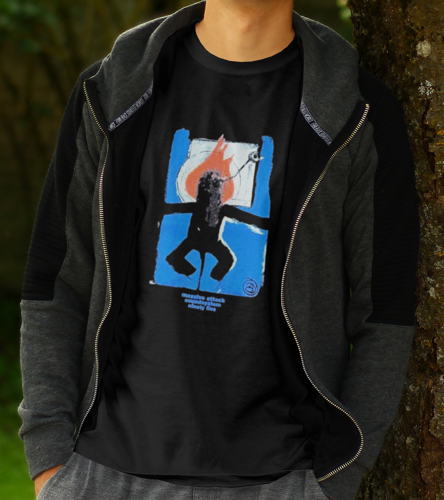 Massive Attack Soundsystem Ninety Five Fire Silhouette Blue Frame T-Shirt