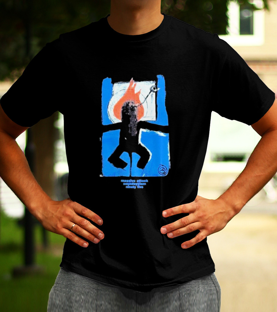 Massive Attack Soundsystem Ninety Five Fire Silhouette Blue Frame T-Shirt