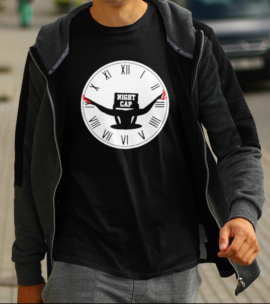 Night Cap Clock Roman Numerals Quarter To Three T-Shirt