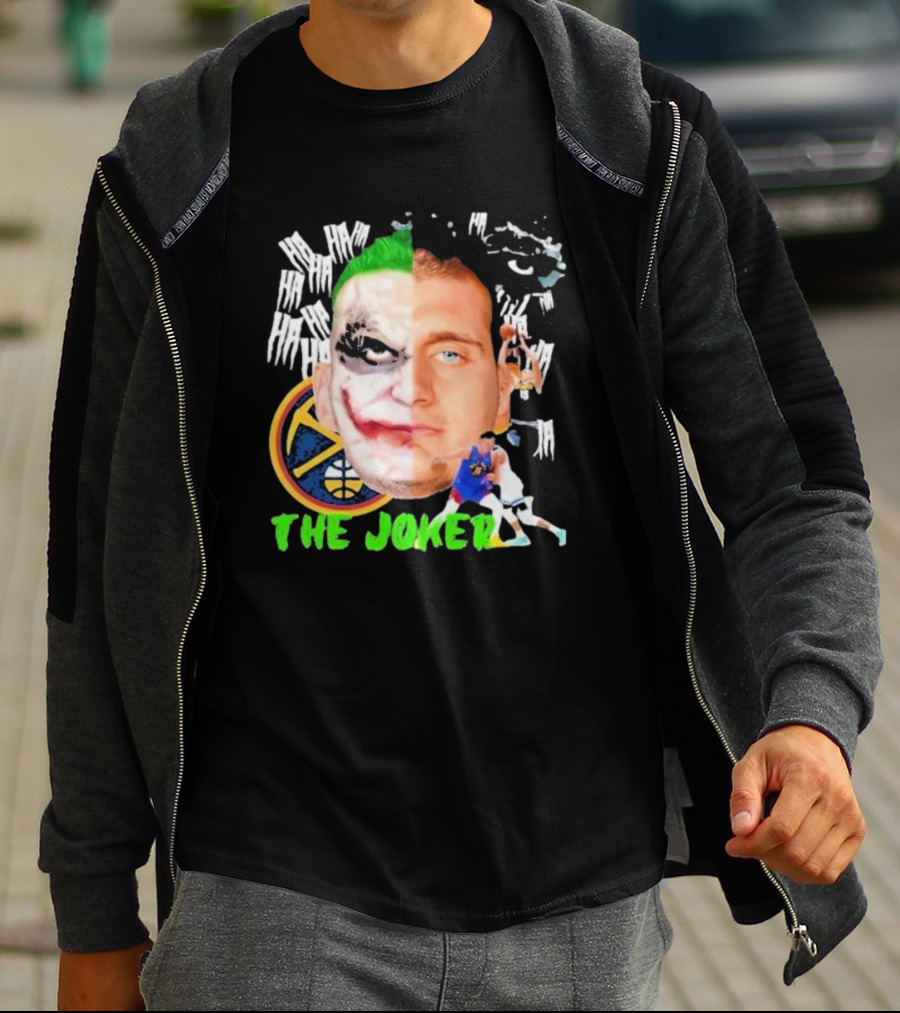Nikola Jokic The Joker Face Featuring Denver Nuggets Basketball References T-Shirt