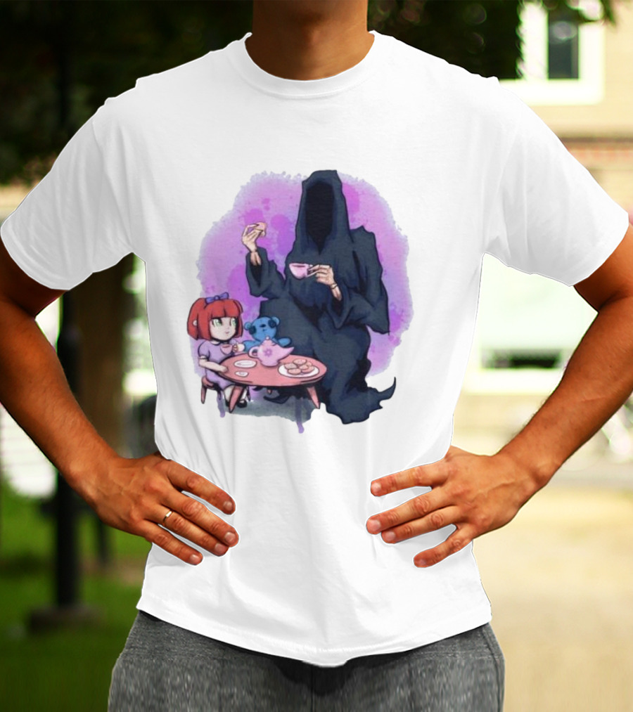 Tea Party With Grim Reaper And Little Girl T-Shirt