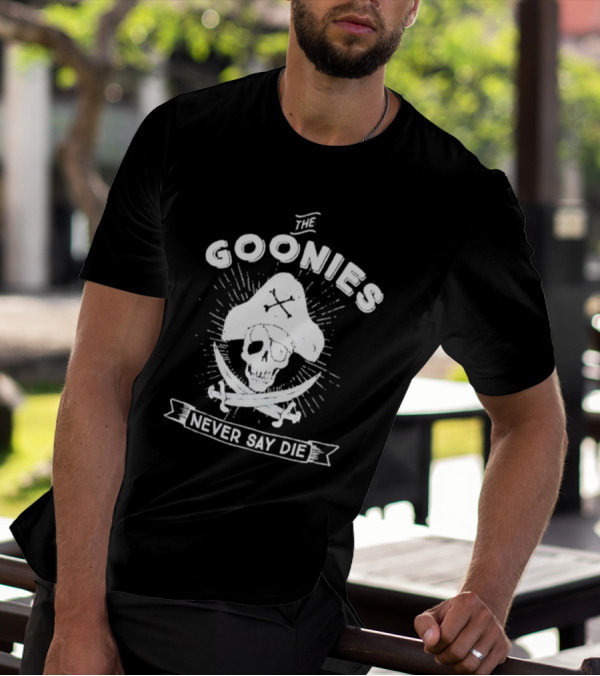 The Goonies Never Say Die Pirate Skull Crossed Swords T-Shirt