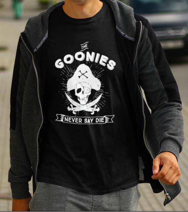 The Goonies Never Say Die Pirate Skull Crossed Swords T-Shirt
