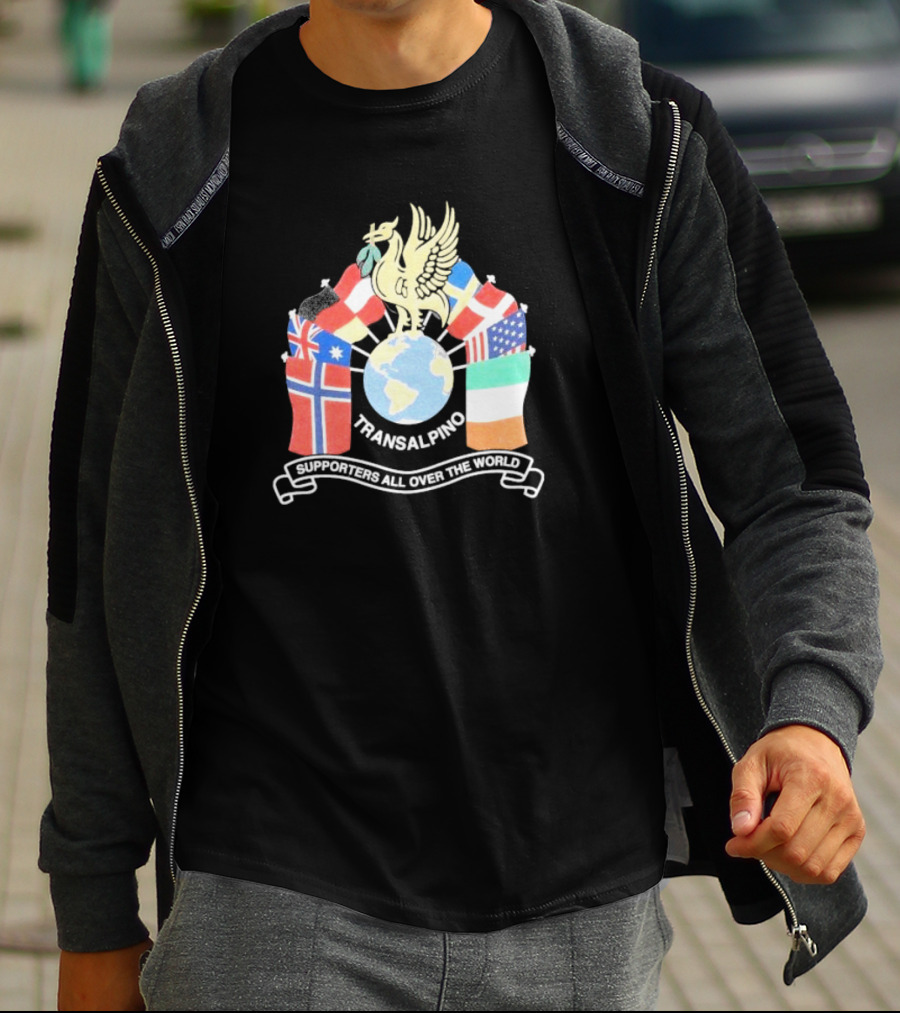Transalpino Global Supporters With Flags And Globe Emblem T-Shirt