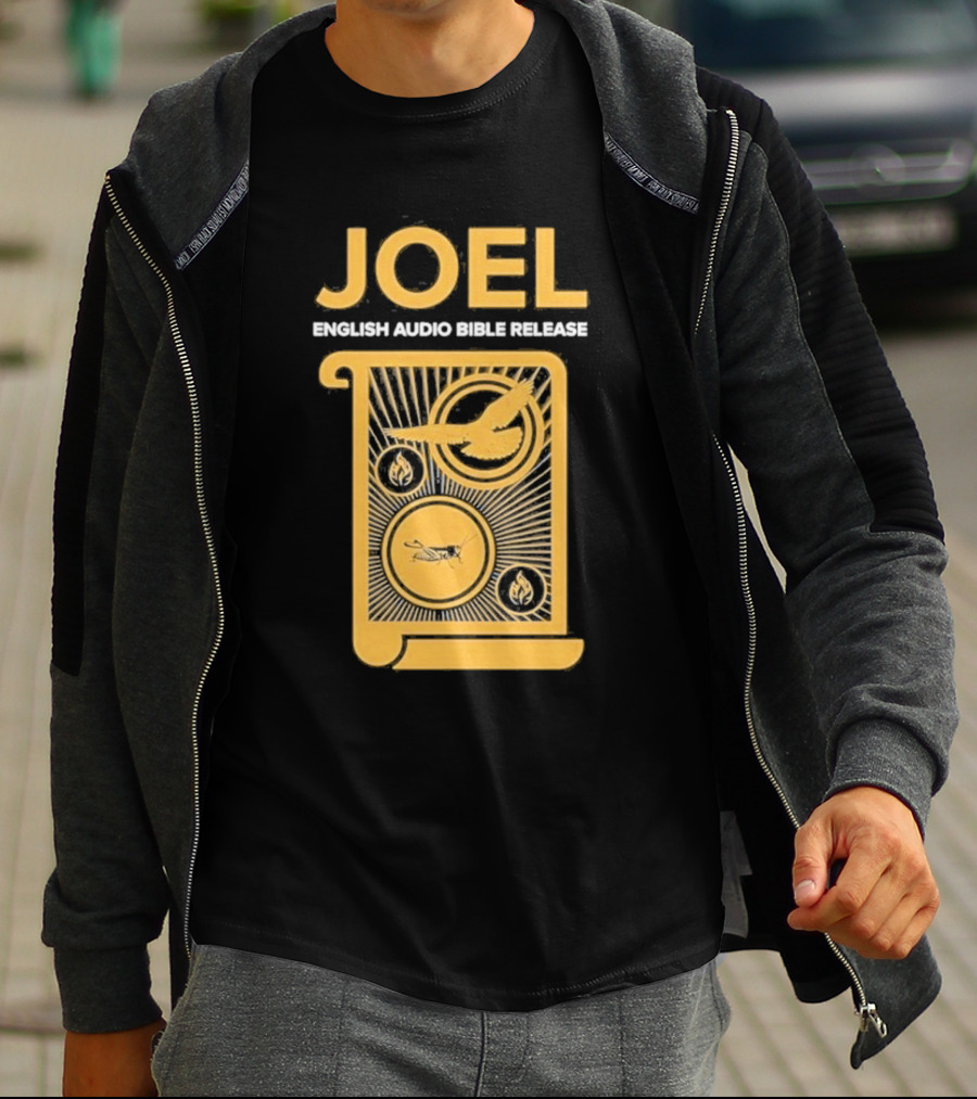 JOEL English Audio Bible Release Scroll Locust Bird Flame Icons T-Shirt