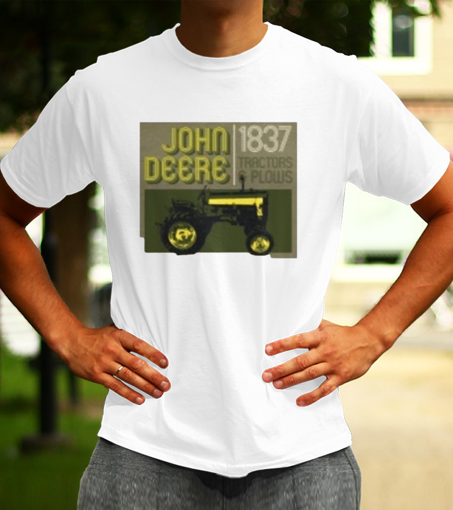 John Deere 1837 Tractors Plows Vintage Logo With Green Tractor Iconic T-Shirt