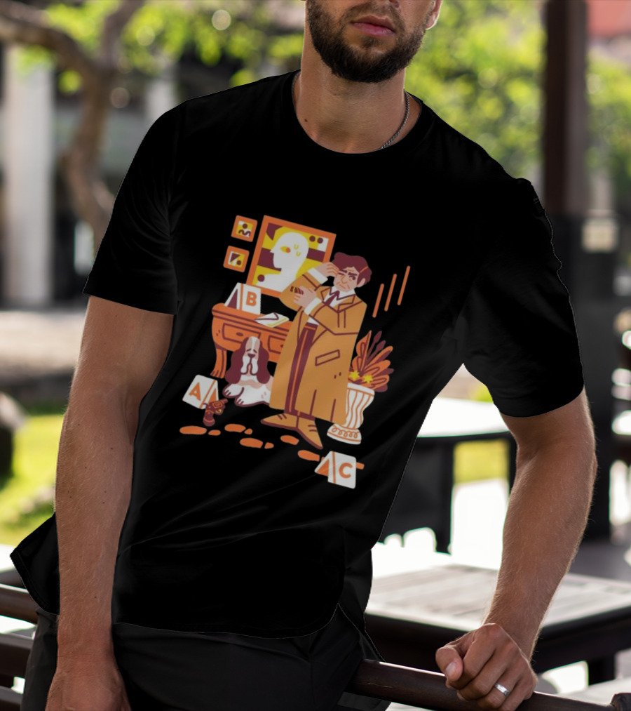 Just One More Thing Columbo Detective Classic Scene With Dog And ABC Cards T-Shirt