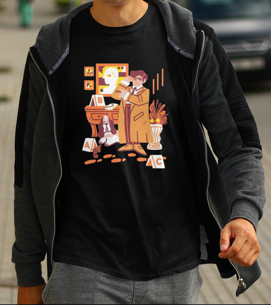 Just One More Thing Columbo Detective Classic Scene With Dog And ABC Cards T-Shirt