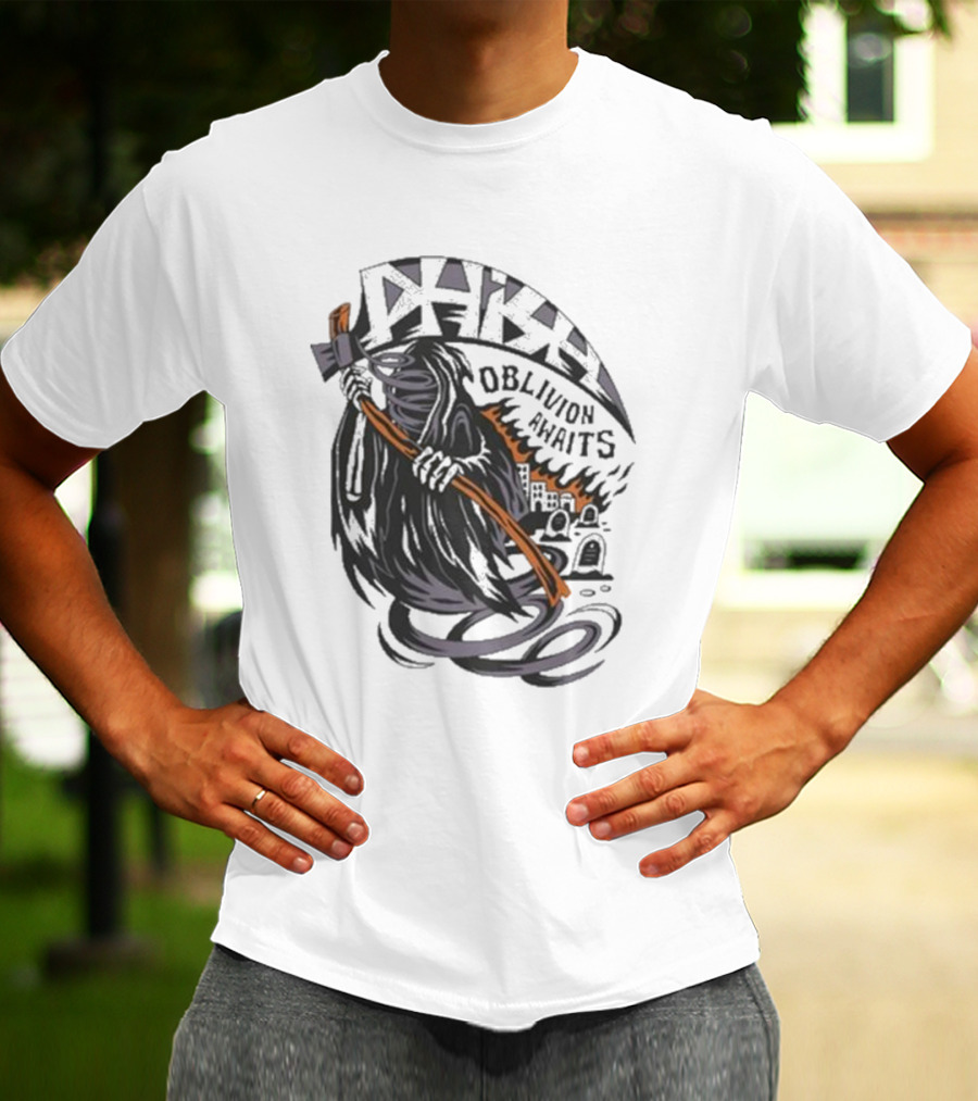 Phish Oblivion Awaits Grim Reaper With Scythe And Graveyard Scene T-Shirt
