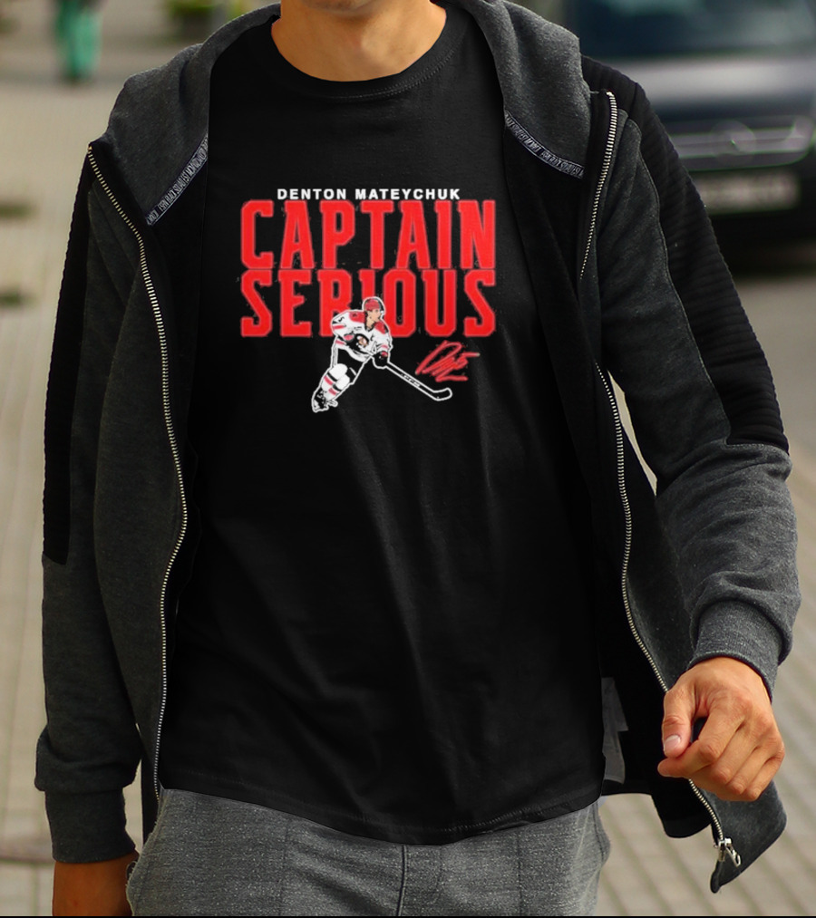 Denton Mateychuk Captain Serious Signature Hockey Player T-Shirt
