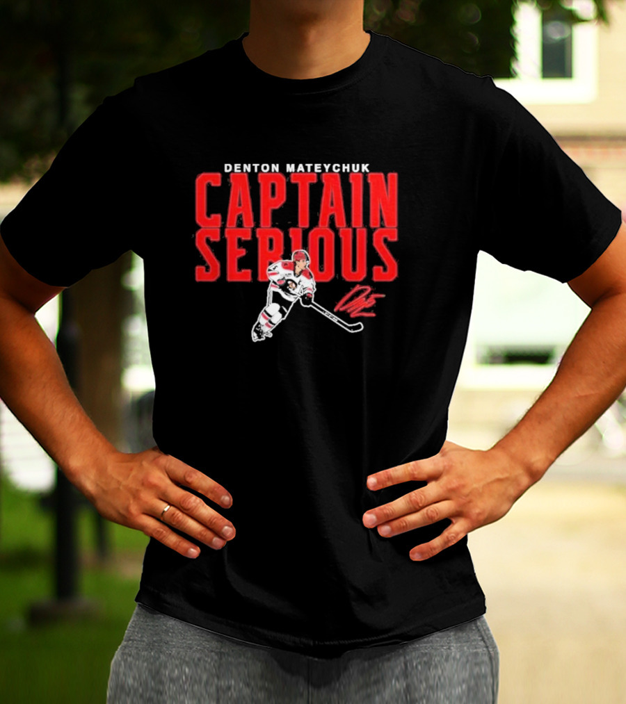 Denton Mateychuk Captain Serious Signature Hockey Player T-Shirt