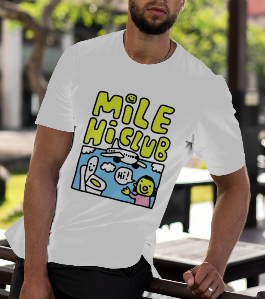Mile Hi Club Airplane Bathroom Cartoon Hi Smiley Face T-Shirt