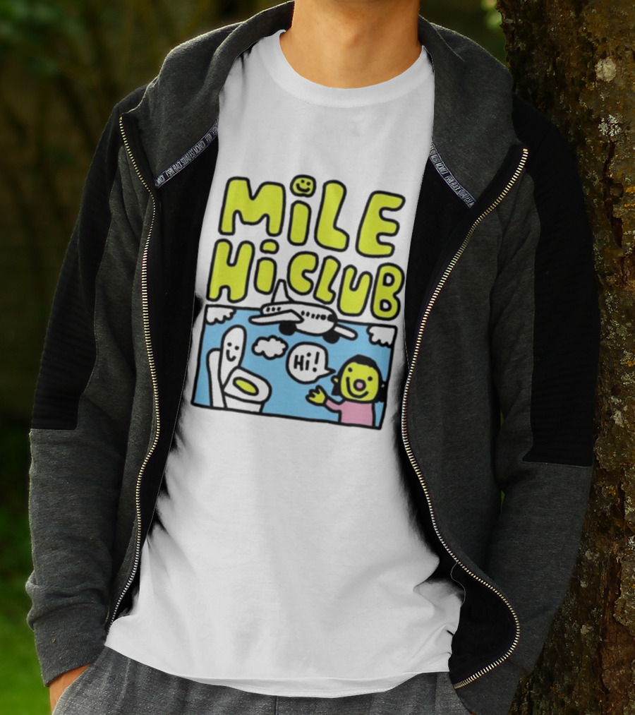 Mile Hi Club Airplane Bathroom Cartoon Hi Smiley Face T-Shirt