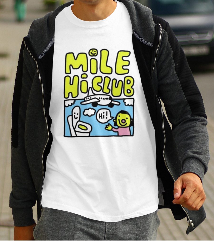 Mile Hi Club Airplane Bathroom Cartoon Hi Smiley Face T-Shirt