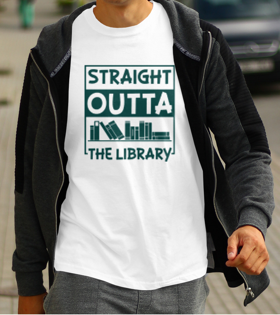 Straight Outta The Library Bookshelves Concept T-Shirt