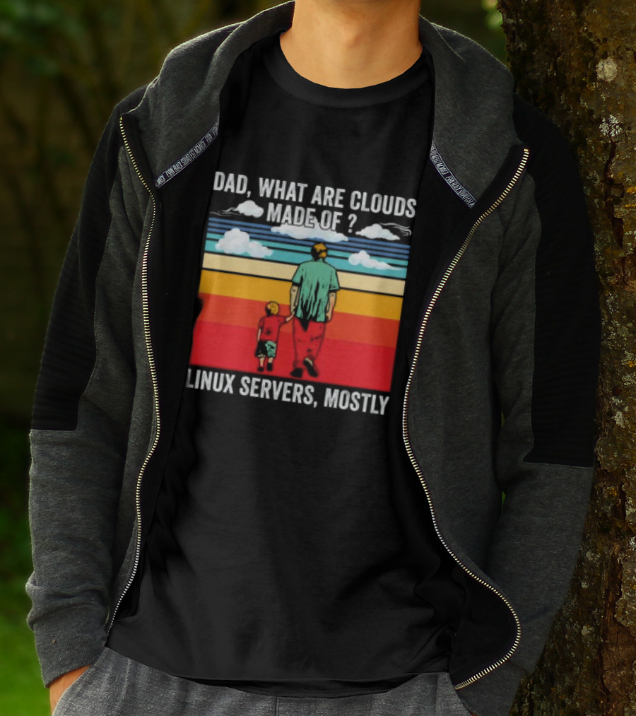 Dad What Are Clouds Made Of Linux Servers Mostly Vintage Style Retro Colors T-Shirt