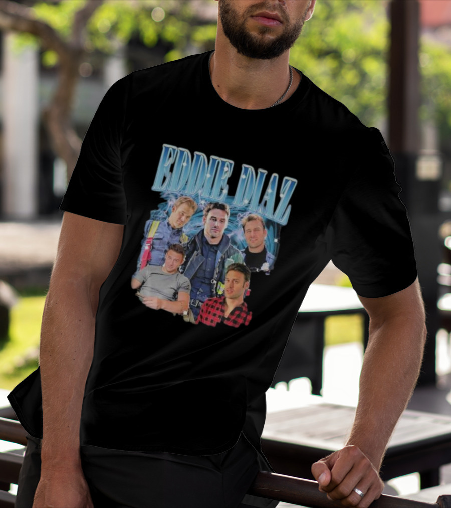 Eddie Diaz Firefighter Tribute Montage T-Shirt