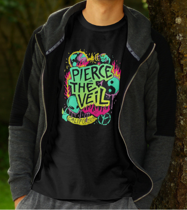 Pierce The Veil California Alien Peace Planet Flame T-Shirt